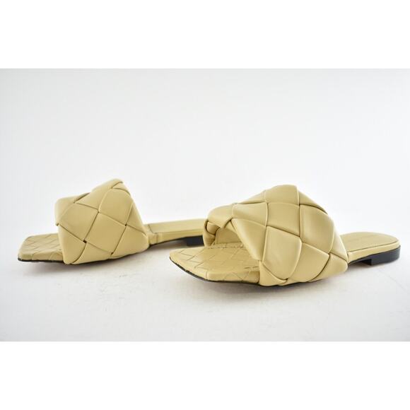 Bottega Veneta Lido Flat Slides Cane Sugar Beige Intrecciato Leather Sandal 38 - Picture 10 of 13